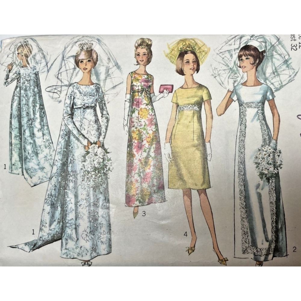 ⚜️Simplicity #6352 Vintage 1965 Wedding Bride's Maid Dress Sz 12 Cut Pattern